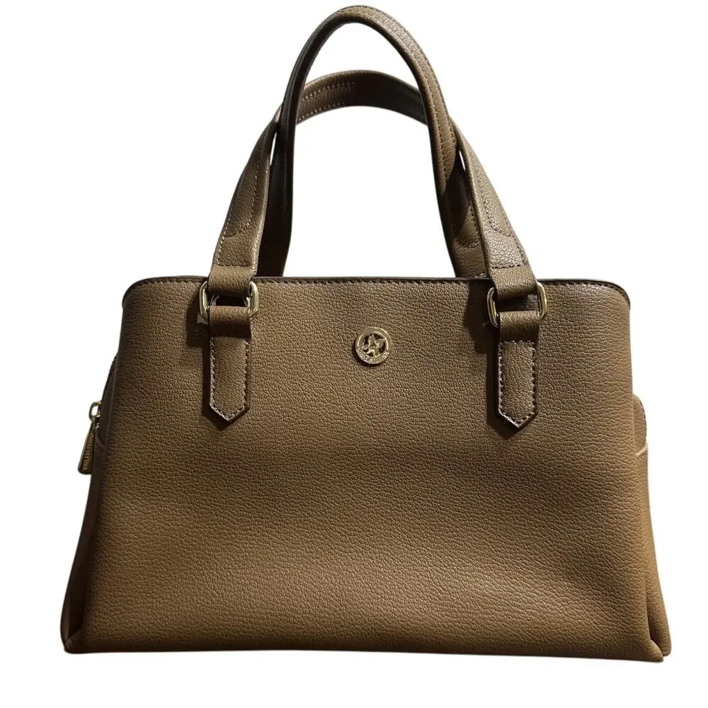 ORA DELPHINE SATCHEL PEBBLE LEATHER CAMEL TAN 12